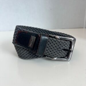 Nike G-Flex Stretch Woven Elastic Golf Belt Dark Grey/Brown Leather Casual OS